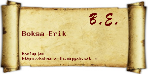 Boksa Erik névjegykártya